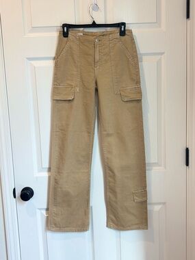 Zara Z1975 Mid-Rise Straight Leg Cargo Jeans Tan 0